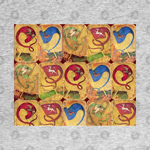 Medieval German Court Cards With Colorful Flags /Dogs,Deers,Falcons,Ducks  Edit by BulganLumini